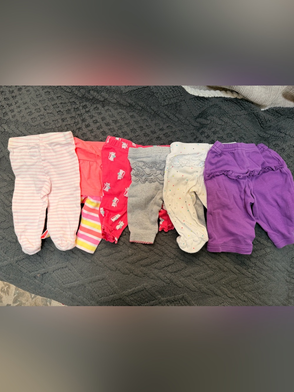 18 pc Newborn Baby Girls Mixed Pants Lot - Pink, Coral, Gray, Cream, Purple